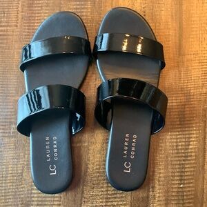 Black patent sandals